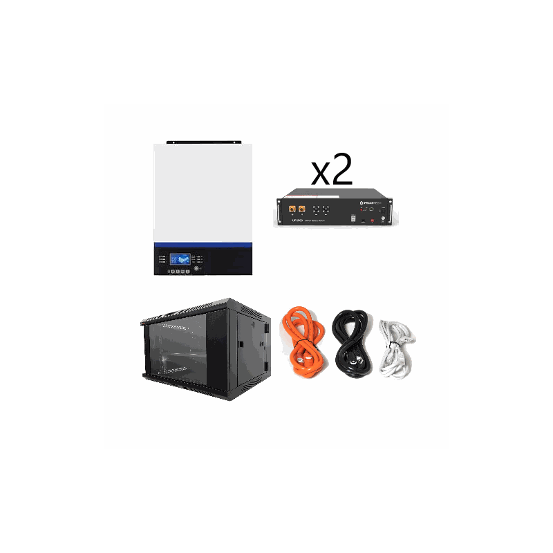 Pack Axpert VM III 3000W 24V + 2x Pylontech UP2500 + Rack 9U + Juego de cables