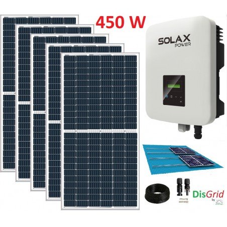 Pack Conexión a Red 4,5 KW: 10 modulos Longi 450 W + Inversor Solax Boost X1-4.2T de 4200 VA + Estructura coplanar + Pocket Wifi